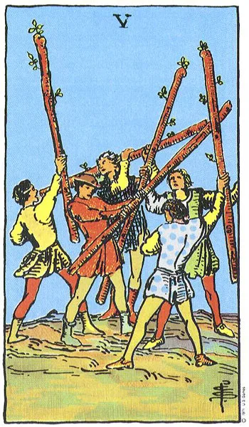 Five of Wands - Rider-Waite-Smith tarot card