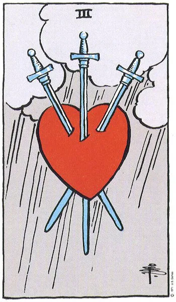 Three of Swords - Rider-Waite-Smith tarot card