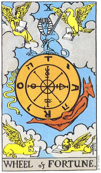 Wheel of Fortune - Rider-Waite-Smith tarot card